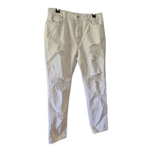 Distressed White Jeans, Size 9